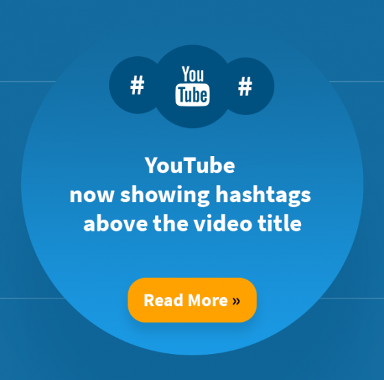 YouTube now showing hashtags above the video title
